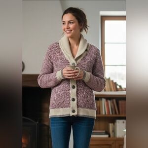 ROOTS CABIN Wool Blend Shawl Collar Cardigan size M